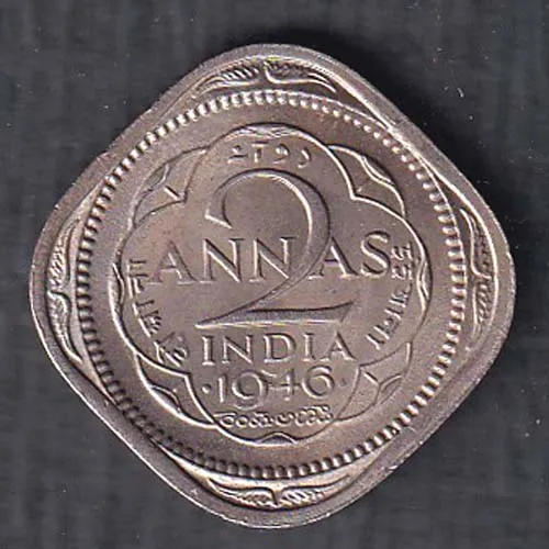 British India 1946 George vi King 2 Anna Coin sk 1890