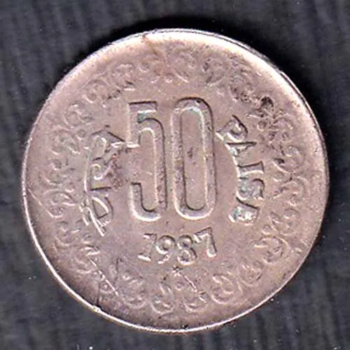 Republic India 1987 Hyderabad Mint 50 Paisa Coin sk 1906