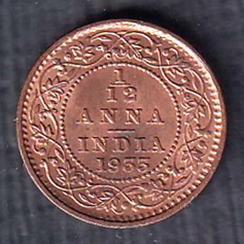 British India 1933 George v King  one twelthe Anna Coin sk 1908