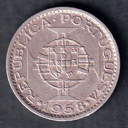 Portuguese India Goa 1 Escudo 1958 Coin sk 1919