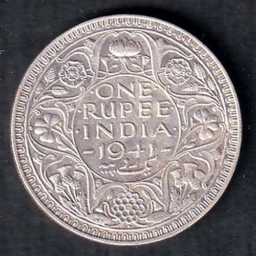 British India 1941 Bombay Mint George Vi King One Rupee Silver Coin sk 1920