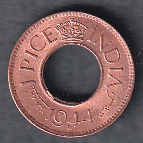 British India1944 Lahore Mint George Vi King 1 Pice Copper Coin sk 1940