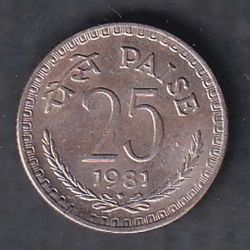 Republic India 1981 25 Paisa Coin sk 1945