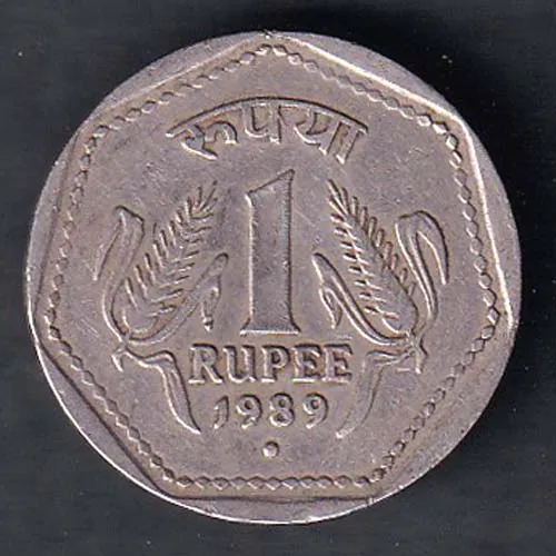 Republic India 1989 noida mint one Rupee Coin sk 1965