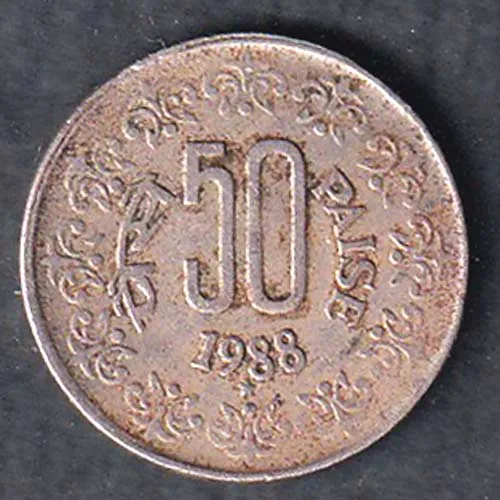 Republic India 1988 Hyderabad Mint 50 paisa Coin sk 1989