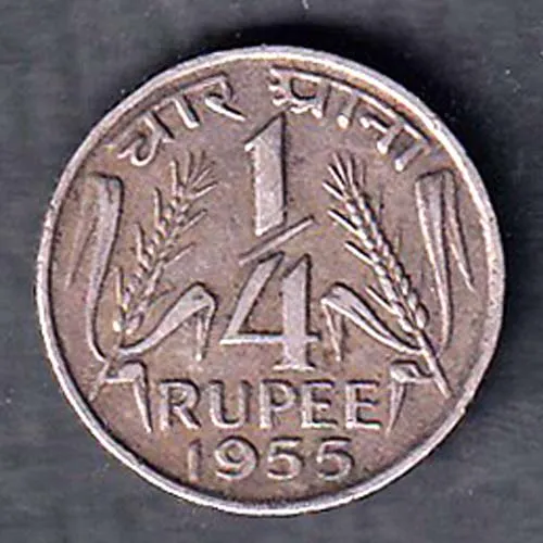 Government Of India 1955 Quarter Rupee Coin sk 2015