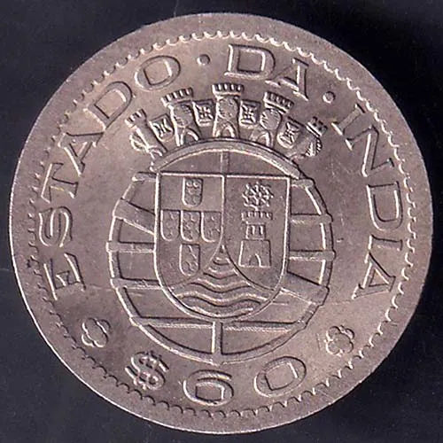 Portuguese India Goa 60 Centavos 1958 Coin HSK 108