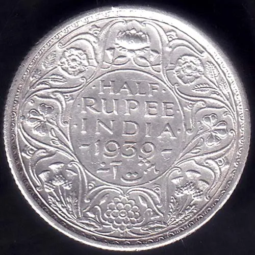 British india 1939 George vi king half rupee silver coin HSK 113