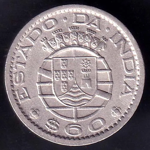 Portuguese India 60 Centavos 1959 Rare Coin HSK 130